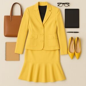 NWT Le Suit Women's Crepe 3-Button
Jacket & Flounce Skirt 8P‎ Career Business